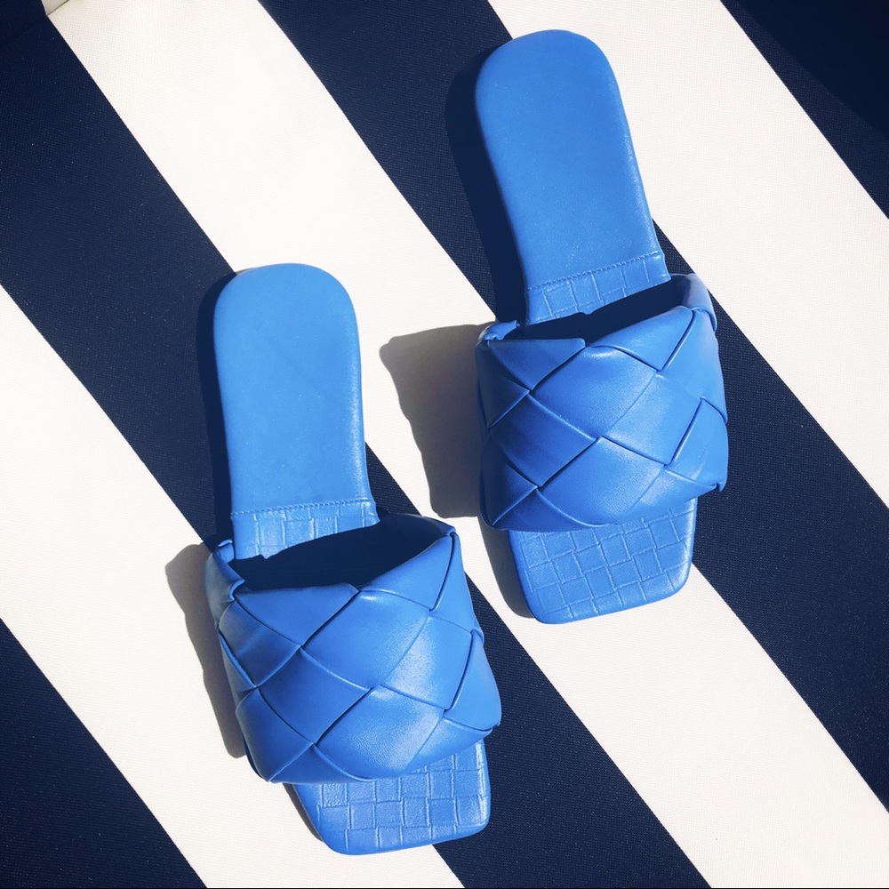 Woven Bottega INSPIRED Lido slides Sandals in Blue
